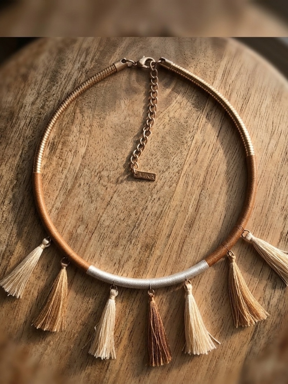 Mika Gold Tassel Choker Necklace Bohemian Statement Jewelry